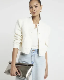 River Island Boucle Tailored Bomber Jacket< Coats & Jackets