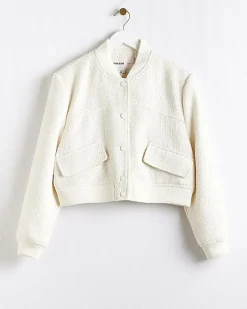 River Island Boucle Tailored Bomber Jacket< Coats & Jackets