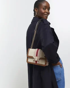 River Island canvas stripe chain cross body bag< Bags, Purses & Luggage