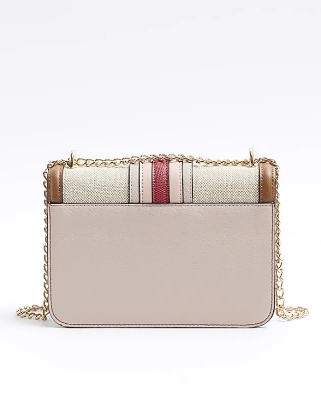 River Island canvas stripe chain cross body bag< Bags, Purses & Luggage