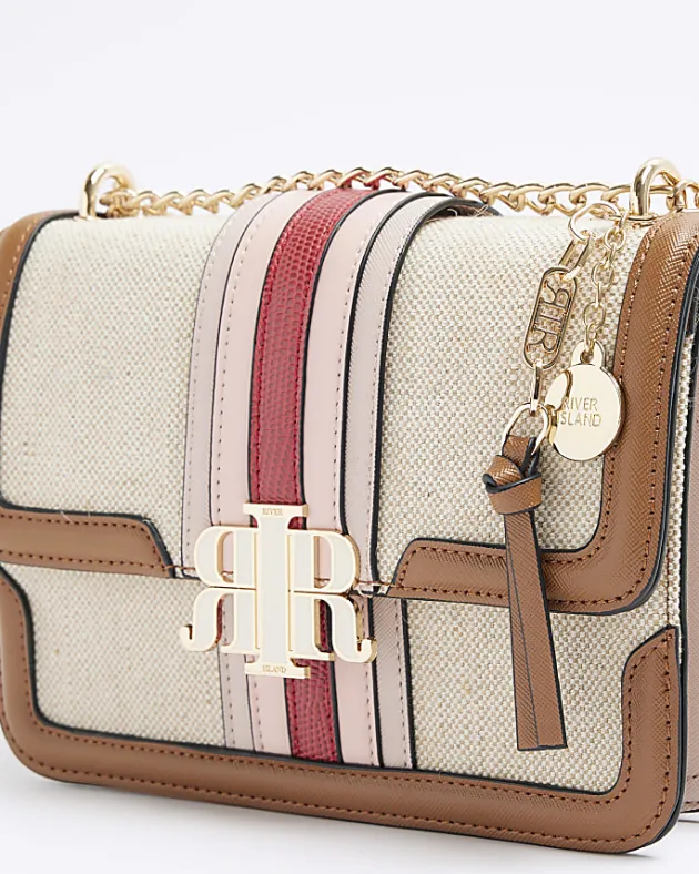 River Island canvas stripe chain cross body bag< Bags, Purses & Luggage