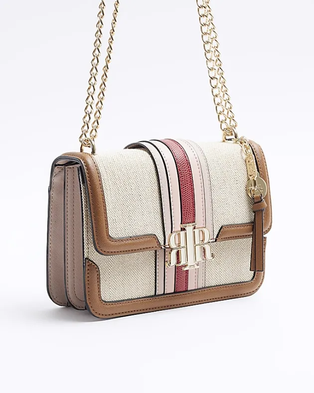 River Island canvas stripe chain cross body bag< Bags, Purses & Luggage