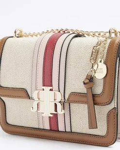 River Island canvas stripe chain cross body bag< Bags, Purses & Luggage