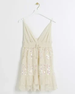 River Island crochet sequin beach mini dress< Swimwear & Beachwear