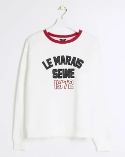 River Island embossed graphic sweatshirt< Loungewear