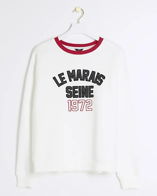River Island embossed graphic sweatshirt< Loungewear