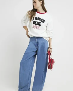 River Island embossed graphic sweatshirt< Loungewear