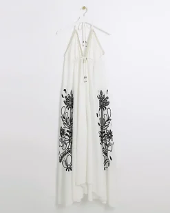 River Island embroidered plunge beach maxi dress< Swimwear & Beachwear