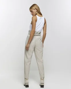 River Island faux leather paperbag trousers< Trousers