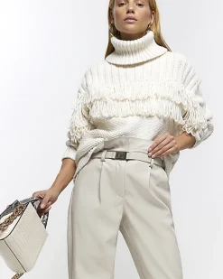 River Island faux leather paperbag trousers< Trousers
