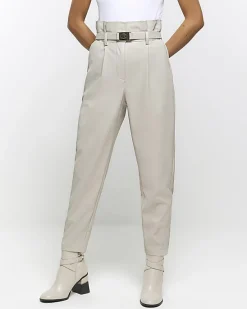 River Island faux leather paperbag trousers< Trousers
