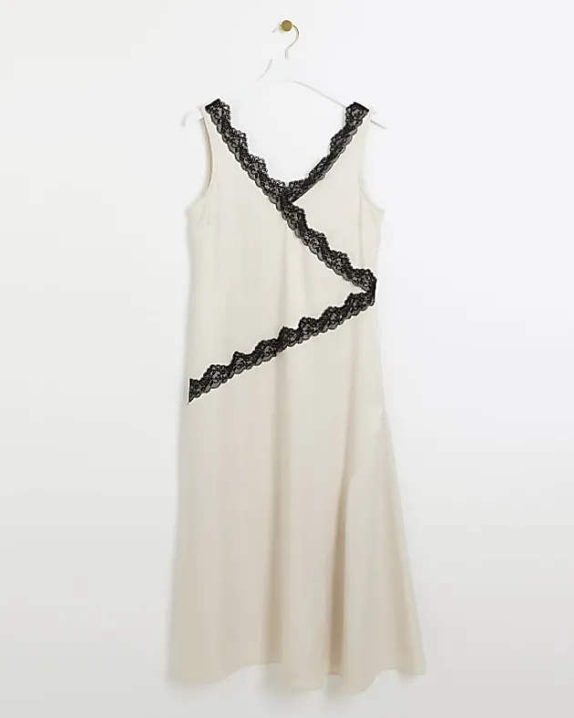 River Island lace trim slip midi dress< Dresses