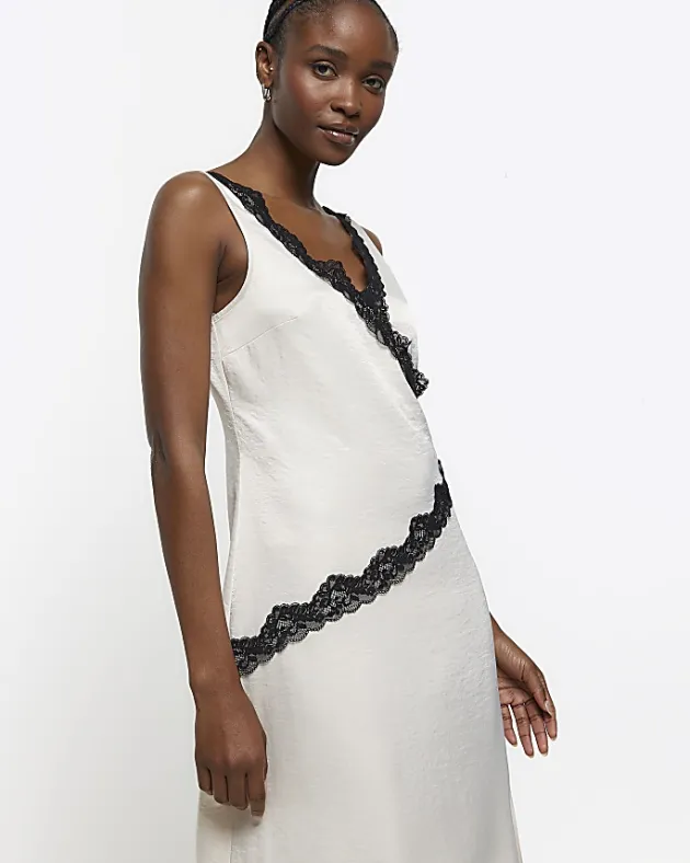 River Island lace trim slip midi dress< Dresses