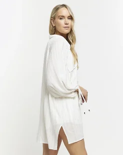 River Island metallic stripe beach shirt< Swimwear & Beachwear