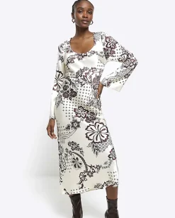River Island satin floral belted slip midi dress< Dresses