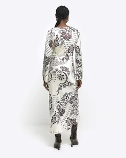 River Island satin floral belted slip midi dress< Dresses