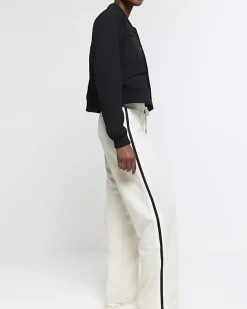 River Island side stripe wide leg joggers< Trousers