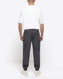 River Island Dark regular fit cargo trousers< Trousers