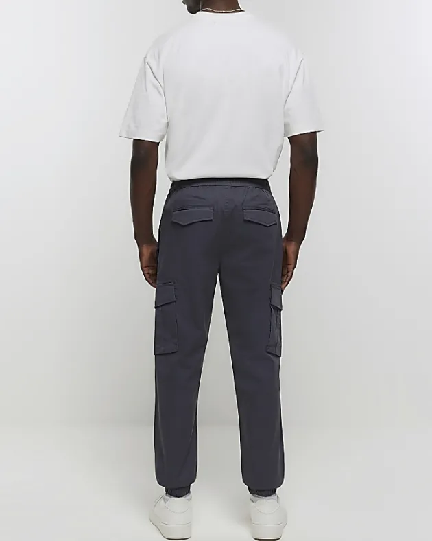 River Island Dark regular fit cargo joggers< Trousers