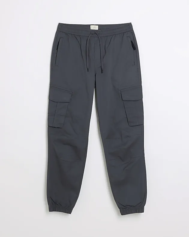 River Island Dark regular fit cargo joggers< Trousers
