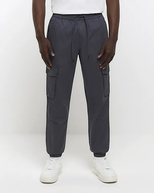 River Island Dark regular fit cargo joggers< Trousers