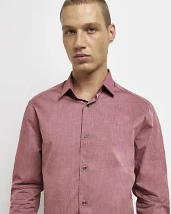 River Island Dark slim fit long sleeve shirt< Shirts