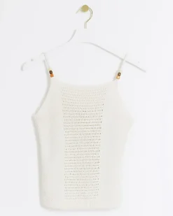 River Island Ecru crochet beaded cami top< Swimwear & Beachwear