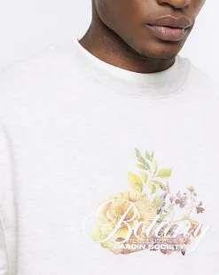 River Island Ecru regular fit floral graphic sweatshirt< Hoodies & Sweatshirts