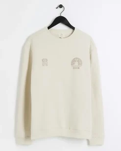 River Island Ecru Regular Fit Floral Graphic Sweatshirt< Hoodies & Sweatshirts