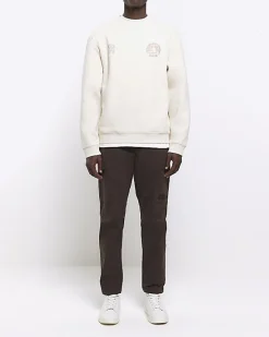 River Island Ecru Regular Fit Floral Graphic Sweatshirt< Hoodies & Sweatshirts