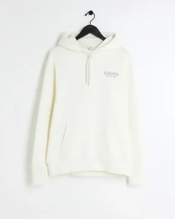River Island Ecru regular fit graphic hoodie< Hoodies & Sweatshirts