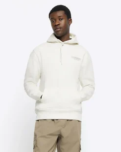 River Island Ecru regular fit graphic hoodie< Hoodies & Sweatshirts