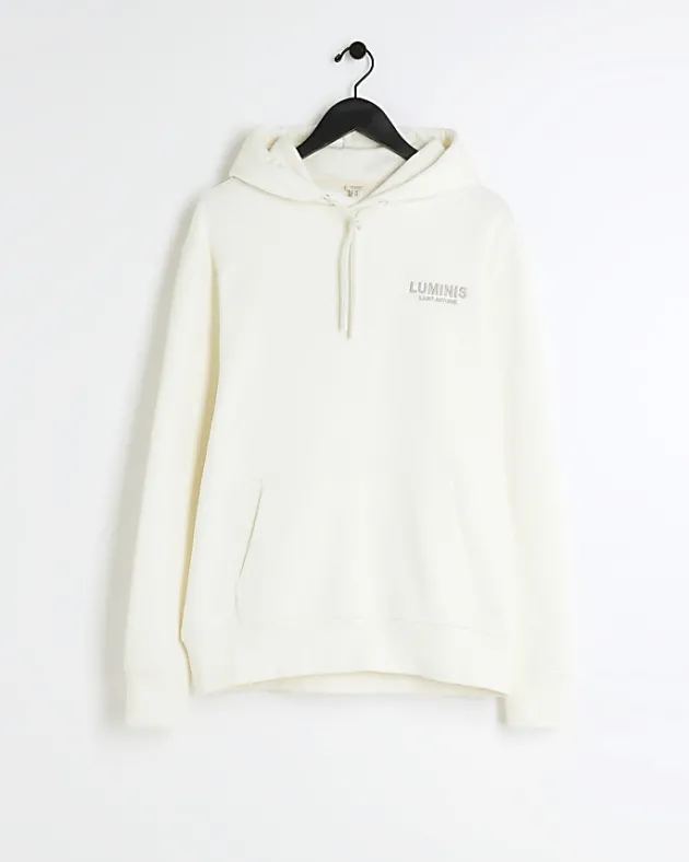 River Island Ecru regular fit graphic hoodie< Hoodies & Sweatshirts
