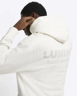 River Island Ecru regular fit graphic hoodie< Hoodies & Sweatshirts