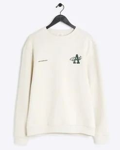 River Island Ecru regular fit graphic Aperton sweatshirt< Hoodies & Sweatshirts