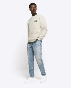 River Island Ecru regular fit graphic Aperton sweatshirt< Hoodies & Sweatshirts