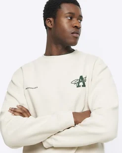 River Island Ecru regular fit graphic Aperton sweatshirt< Hoodies & Sweatshirts