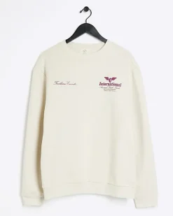 River Island Ecru regular fit graphic sweatshirt< Hoodies & Sweatshirts