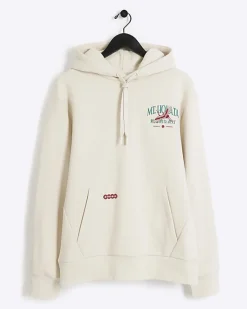 River Island Ecru regular fit Japanese graphic hoodie< Hoodies & Sweatshirts