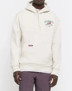 River Island Ecru regular fit Japanese graphic hoodie< Hoodies & Sweatshirts