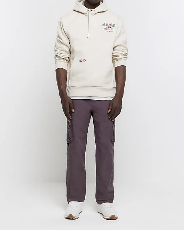 River Island Ecru regular fit Japanese graphic hoodie< Hoodies & Sweatshirts