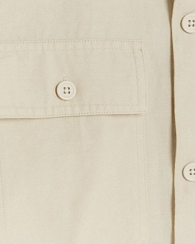 River Island Ecru regular fit linen blend smart overshirt< Shirts