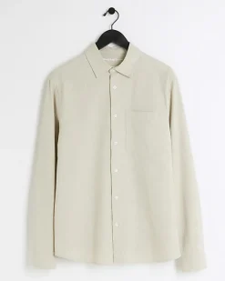 River Island Ecru regular fit linen blend shirt< Shirts