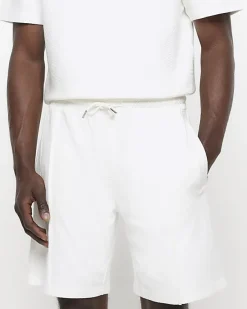 River Island Ecru regular fit textured smart shorts< Shorts