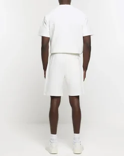River Island Ecru regular fit textured smart shorts< Shorts