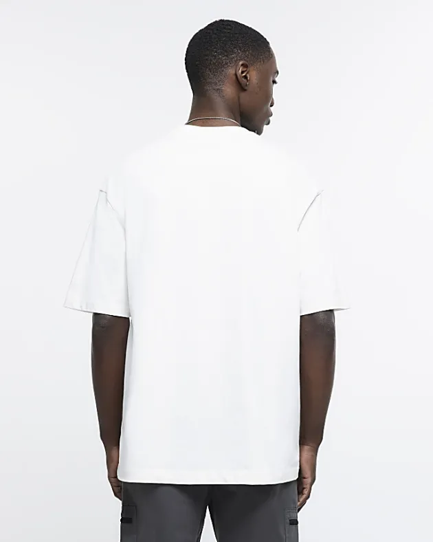 River Island Ecru RI Studio oversized fit t-shirt< Essentials