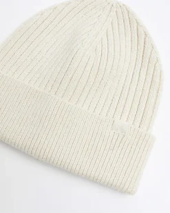 River Island Ecru rib beanie< Essentials