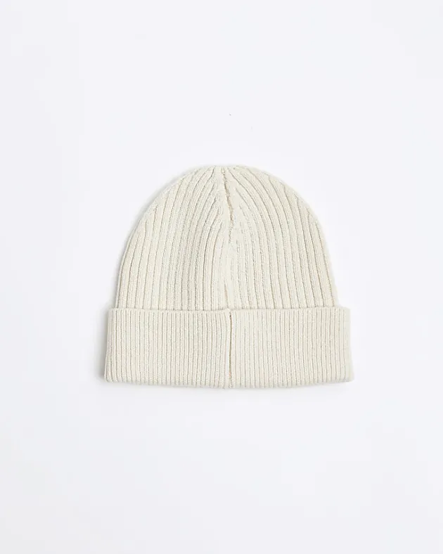 River Island Ecru rib beanie< Essentials