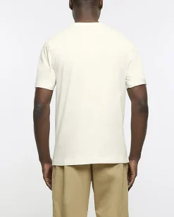 River Island Ecru slim fit t-shirt< Essentials