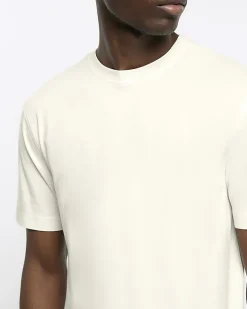 River Island Ecru slim fit t-shirt< Essentials